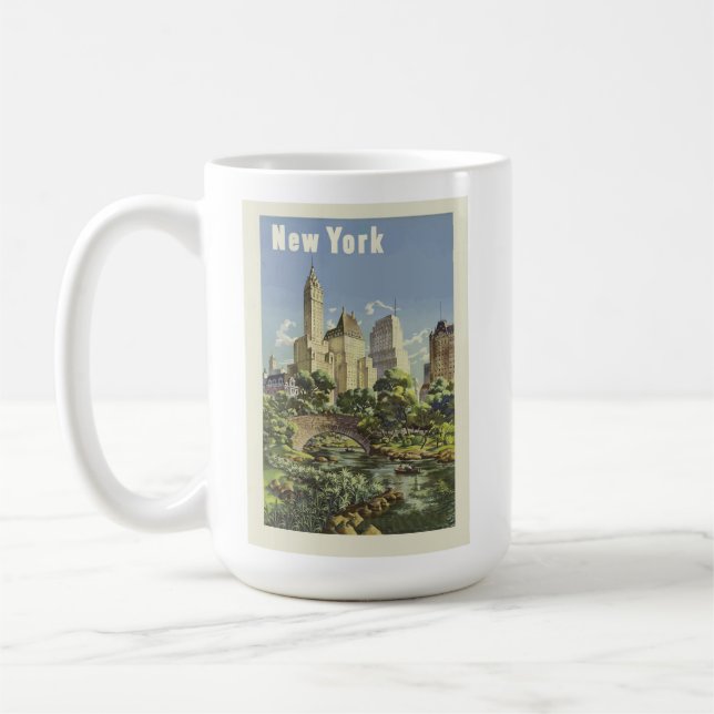 Caneca De Café Nova Iorque Skyline Central Park Vintage Retro (Esquerda)