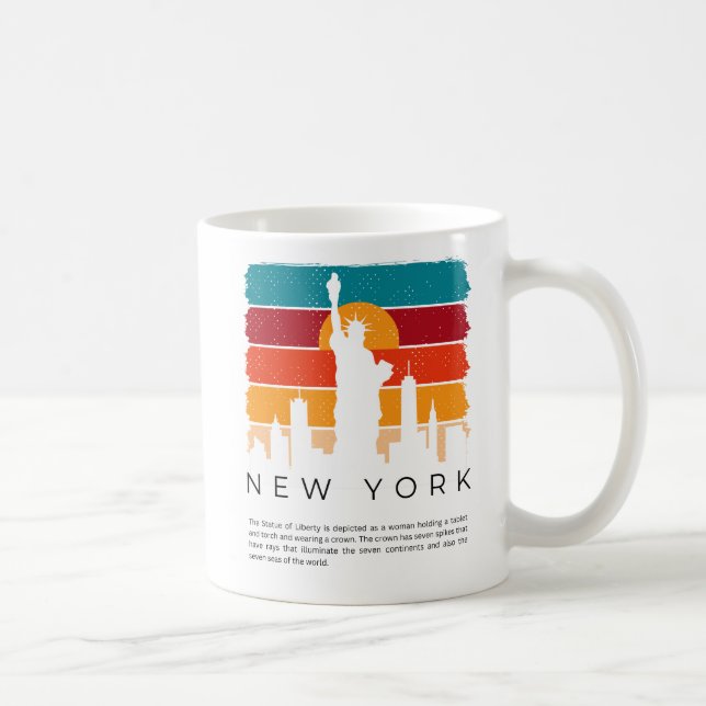 Caneca De Café Nova Iorque Skyline Retro Style Urbano (Direita)