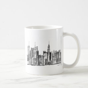 Caneca De Café Nova Iorque watercolor preto vintage manhattan