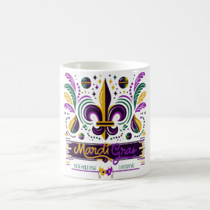 Caneca De Café Nova Orleans Mardi Gras verde-roxo