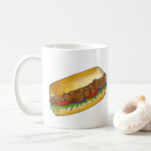 Caneca De Café Nova Orleans NOLA Cajun Shrimp Po'Boy Sandwich