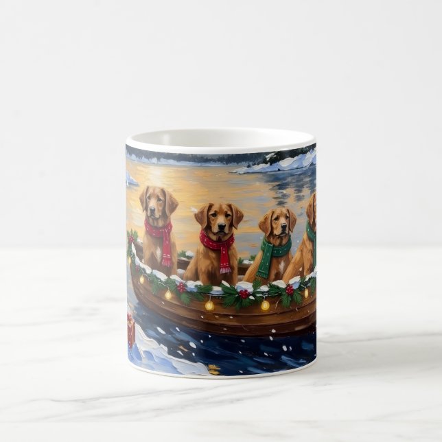 Caneca De Café Nova Scotia Duck Tolling Retriever Christmas Boat  (Centro)