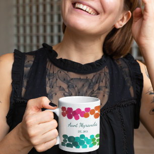 Caneca De Café Nova Tia Abstrato Rainbow Bolinhas Personalizadas