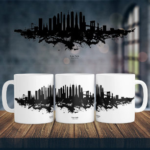 Caneca De Café Nova York Skyline Watercolor Black and White
