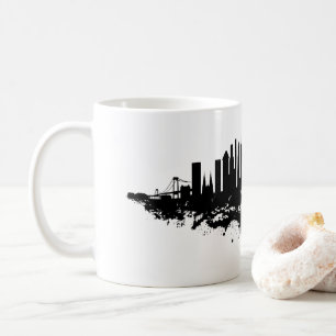 Caneca De Café Nova York Skyline Watercolor Black and White