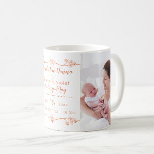 Caneca De Café Novas Fotos de Avó e Estatísticas de Nascimento -