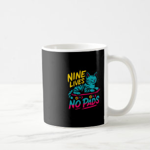 Caneca De Café Nove Vidas Sem Almofadas Skateboard Gato Divertido