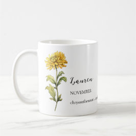 CANECA DE CAFÉ NOVEMBRO CHRYSANTHEMUM BIRTH FLOWTH MENTH NAME