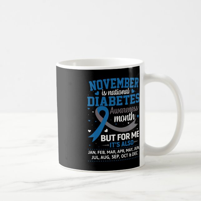 Caneca De Café Novembro é Consciência da Diabetes Mês Azul e Cinz (Direita)