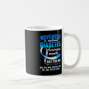 Caneca De Café Novembro é Consciência da Diabetes Mês Azul e Cinz
