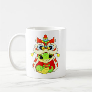 Caneca De Café Novo Ano Chinês 2025 Dragão Cobra de Bebê Cute