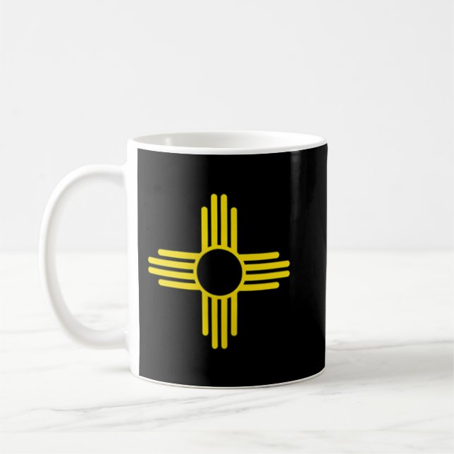 Caneca De Café Novo México Símbolo Sun Zia Pocket Design Amarelo  (Esquerda)