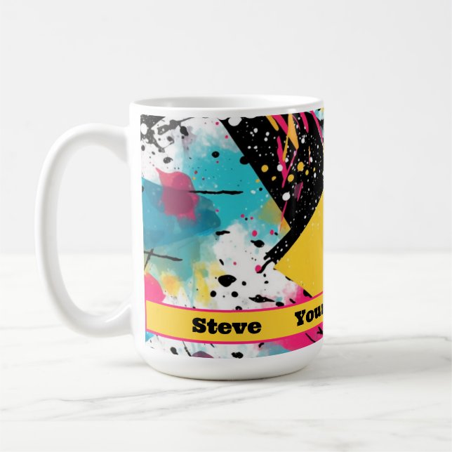 Caneca De Café Novo padrão de onda personalizado do Splatter 80s (Esquerda)