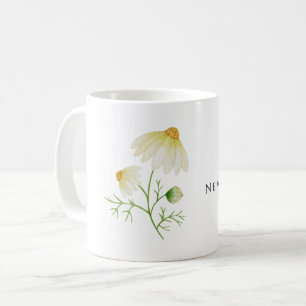 Caneca De Café Novos começos: Flor de Margarida Botânica Minimali
