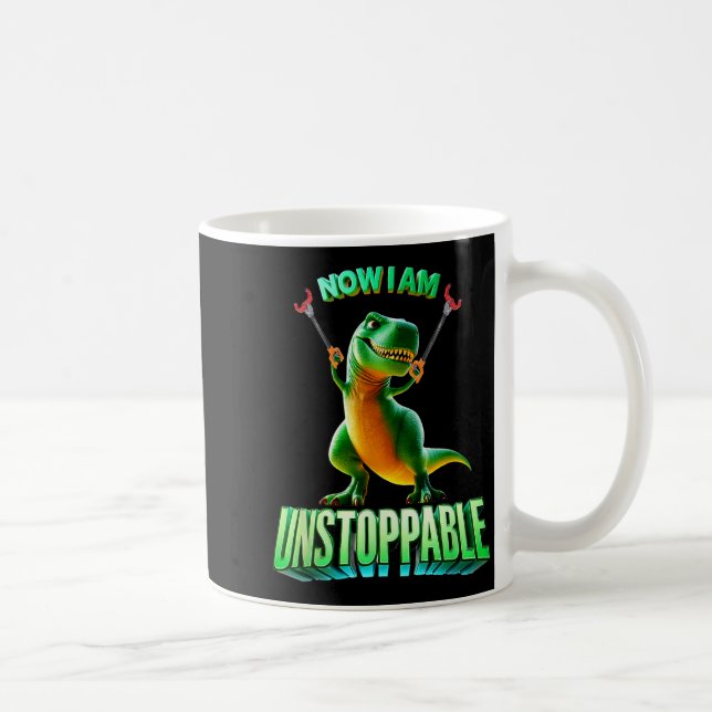 Caneca De Café Now I Am Unstoppable Funny T-rex Tyrannosaurus Din (Direita)