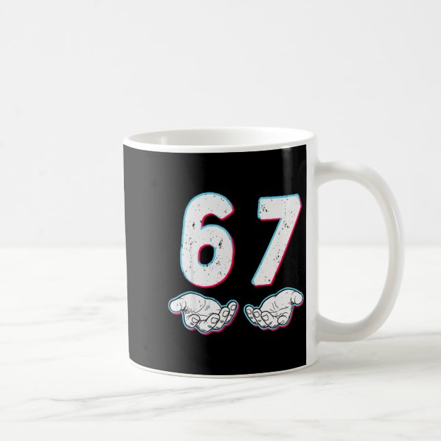 Caneca De Café Number 67 Matching Six Seven 6 7 Meme 6-7 Hallowee (Direita)