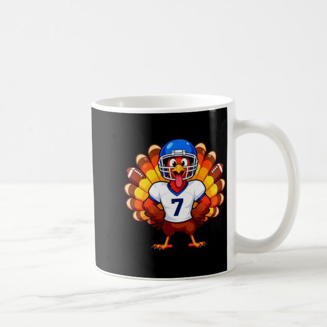 Caneca De Café Number 7 Funny Thanksgiving Football Turkey Men Wo (Direita)