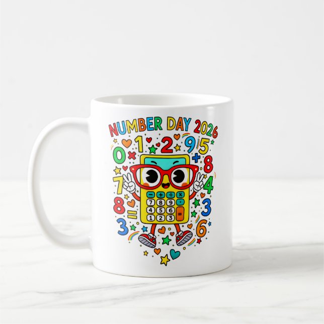 Caneca De Café Number Day 2026 Cute Maths Calculator Mug (Esquerda)