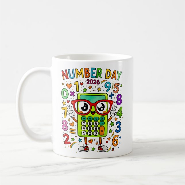 Caneca De Café Number Day 2026 Cute Maths Calculator Mug (Esquerda)