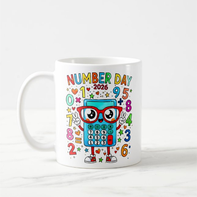 Caneca De Café Number Day 2026 Cute Maths Calculator Mug (Esquerda)