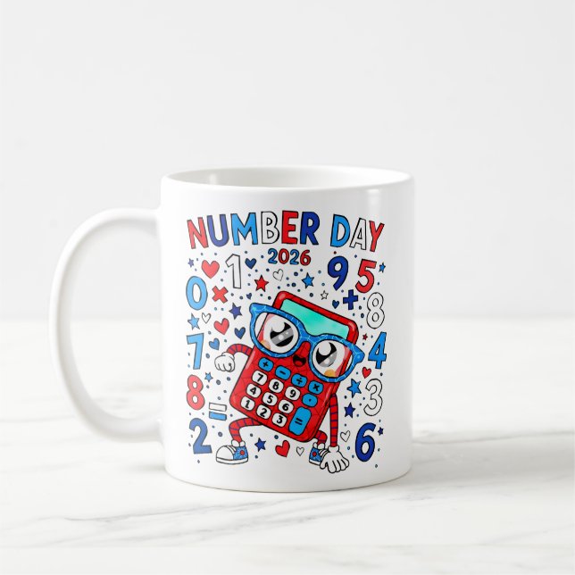 Caneca De Café Number Day 2026 Cute Maths Calculator Mug (Esquerda)