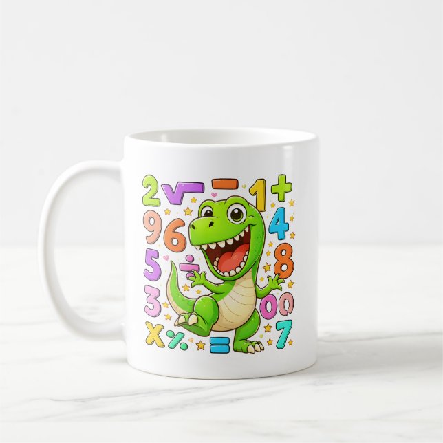 Caneca De Café Number Day 2026 Cute Maths Dino Outfit (Esquerda)