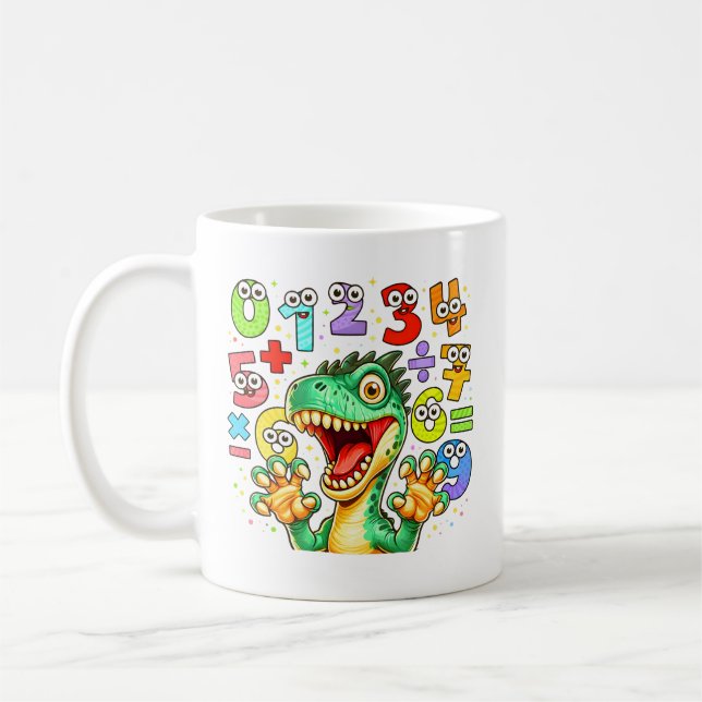 Caneca De Café Number Day Dinosaur Math Design for Kids (Esquerda)