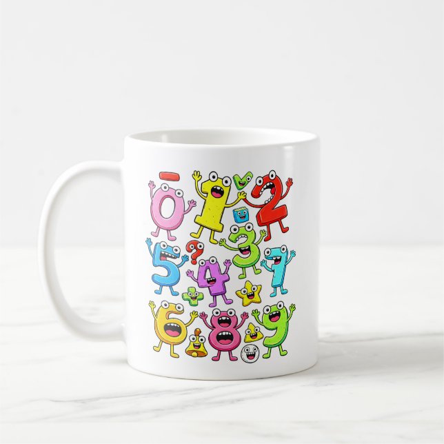 Caneca De Café Number Day Funny Cartoon Numbers Design for Kids (Esquerda)