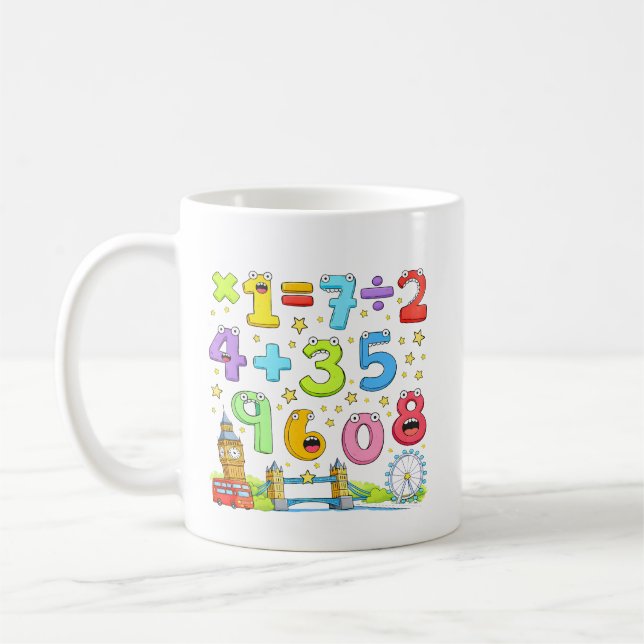 Caneca De Café Number Day Math Equations Design for Kids (Esquerda)
