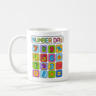 Caneca De Café Number Day Math Icons Calculator Design for Kids