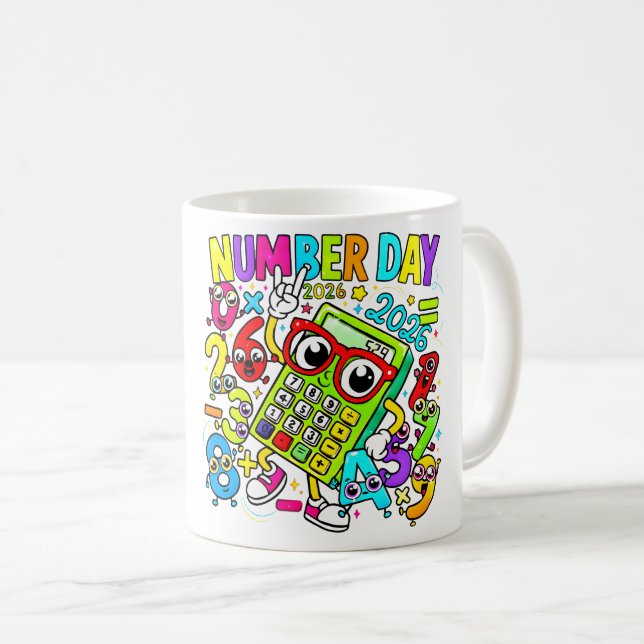 Caneca De Café Number Day Maths Mug | Colourful Numbers (Frente Esquerda)