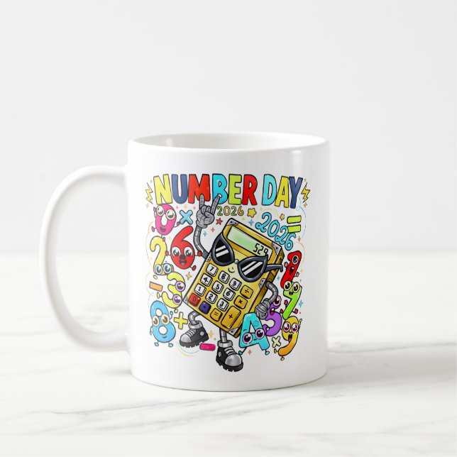 Caneca De Café Number Day Maths Mug | Fun Calculator Design (Esquerda)