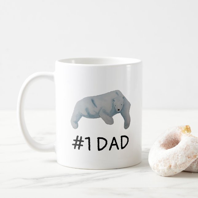 Caneca De Café Number One Dad Father's Day Polar Bear (Com Donut)