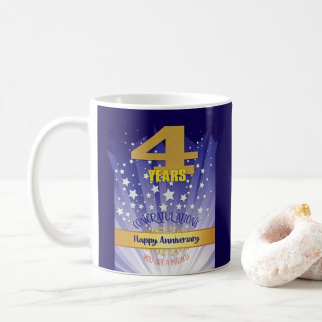 Caneca De Café Numeração de Negrito de Aniversário de Recuperação (Com Donut)