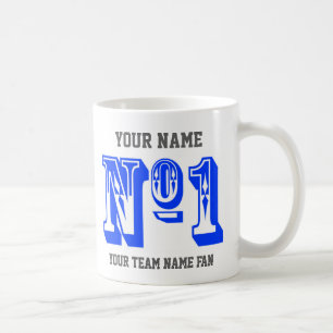 Caneca De Café Número 1 Azul Personalizado da Equipe Esportiva To