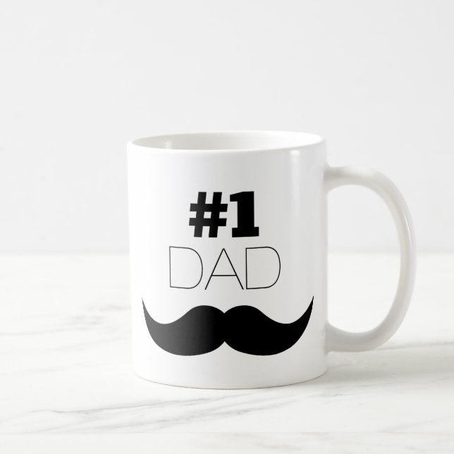 Caneca De Café Número 1 - bigode preto Pai - Número um (Direita)