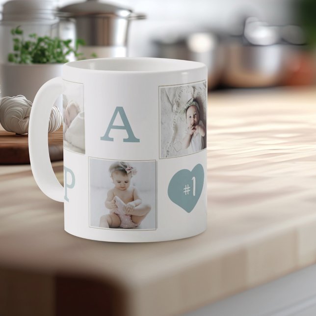 Caneca De Café Número 1, Vovô Foto Colagem Dourada (Criador carregado)