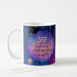 Caneca De Café Número de Anjo 555 Afirmação de Manifestação Galáx