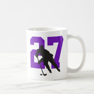 Caneca De Café Número de Jogador de Hóquei Personalizado Roxo