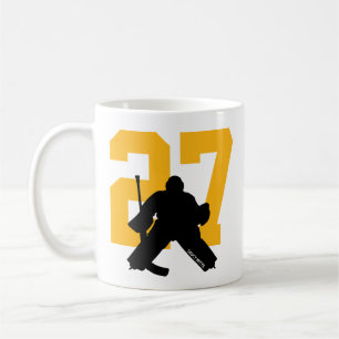 Caneca De Café Número Dourado do jogador goleiro de hóquei person