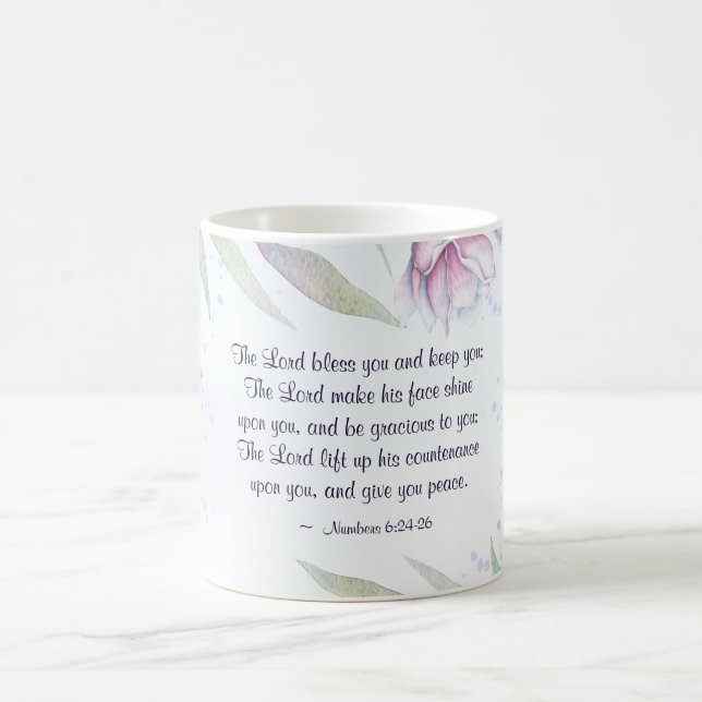 Caneca De Café Números 6:24-26 O Senhor Abençoa-Te, Bíblia Verso (Centro)