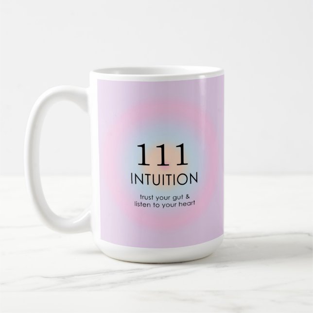 Caneca De Café Números Anjos Modernos Numerologia 111 Intuição (Esquerda)