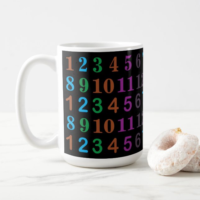 Caneca De Café Números de Matemática Coloridos (Com Donut)