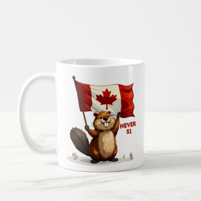 Caneca De Café Nunca 51, Canadá, canadense Flag Maple Leaf, Beave (Esquerda)