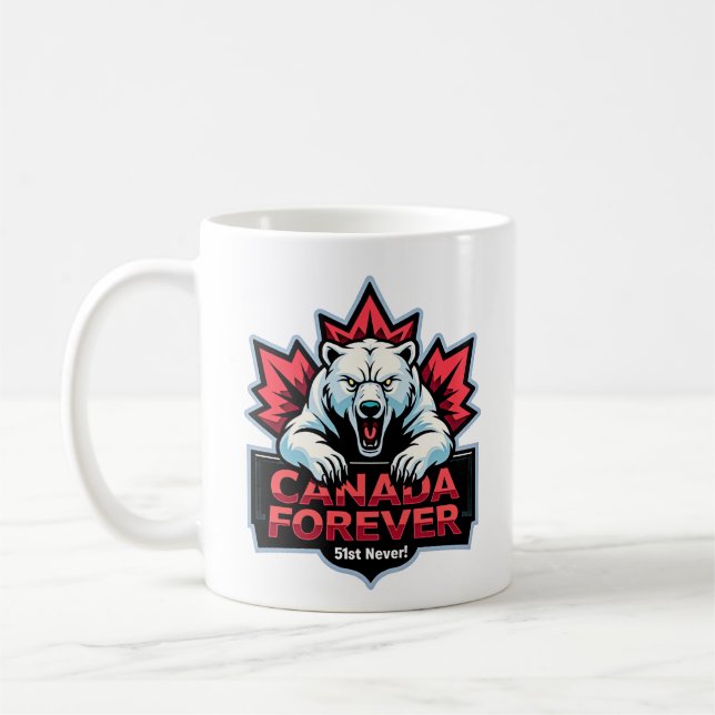 Caneca De Café Nunca 51, Urso Polar, Canadá Para Sempre. (Esquerda)