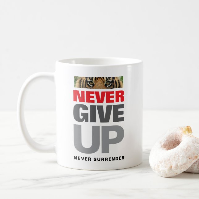 Caneca De Café Nunca Desistir Nunca Entregar Cotação Clássica (Com Donut)