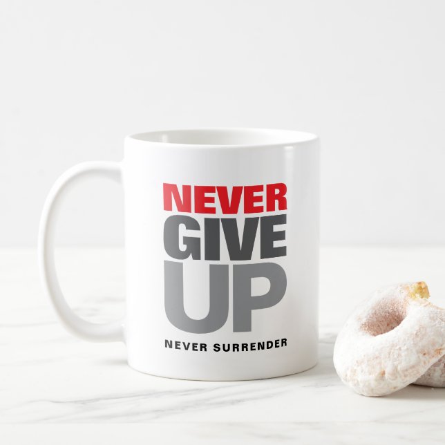 Caneca De Café Nunca Desistir Nunca Entregar Cotação Clássica 11  (Com Donut)