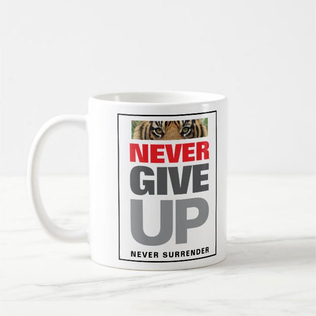 Caneca De Café Nunca Desistir Nunca Entregar Sucesso Clássico (Esquerda)