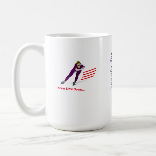 Caneca De Café Nunca retarde Speedskating longo roxo/vermelho da (Esquerda)
