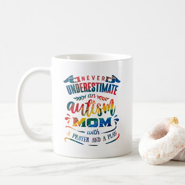 Caneca De Café Nunca subestime um Autismo Mãe Arco-Íris (Com Donut)